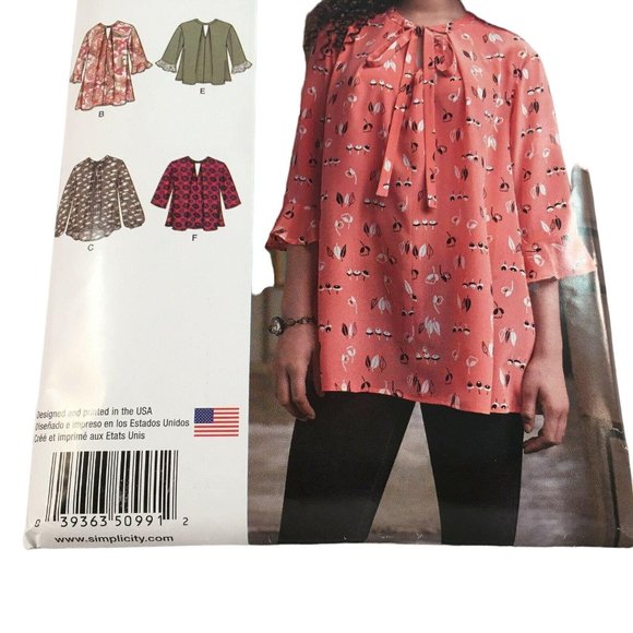 Simplicity S0991 Misses Loose Flowing Tunic Top XXS - XXL Uncut Cottagecore 2016 - Picture 5 of 8